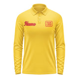 Custom Gold Orange Red Long Sleeve Polo Shirt