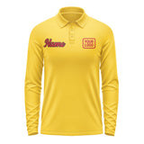 Custom Gold Red Long Sleeve Polo Shirt