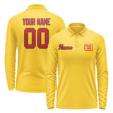 Custom Gold Red Long Sleeve Polo Shirt