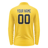 Custom Gold Black Long Sleeve Polo Shirt