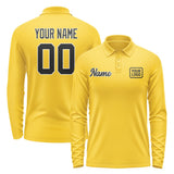 Custom Gold Black Long Sleeve Polo Shirt