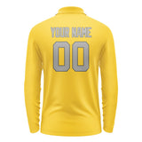 Custom Gold Gray Long Sleeve Polo Shirt