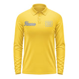 Custom Gold Gray Long Sleeve Polo Shirt