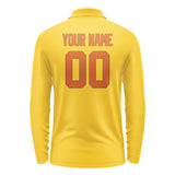 Custom Gold Orange Long Sleeve Polo Shirt
