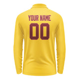 Custom Gold Crimson Red Long Sleeve Polo Shirt