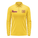 Custom Gold Crimson Red Long Sleeve Polo Shirt