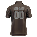 Custom Brown Dark Grey Short-Sleeve Polo Shirt