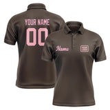 Custom Brown Light Pink Short-Sleeve Polo Shirt
