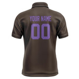 Custom Brown Light Purple Short-Sleeve Polo Shirt