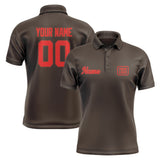 Custom Brown Orange Red Short-Sleeve Polo Shirt