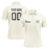 Custom Cream Dark Grey Short-Sleeve Polo Shirt
