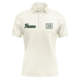 Custom Cream Dark Green Short-Sleeve Polo Shirt