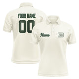Custom Cream Dark Green Short-Sleeve Polo Shirt
