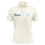 Custom Cream Light Blue Short-Sleeve Polo Shirt