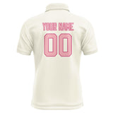 Custom Cream Light Pink Short-Sleeve Polo Shirt