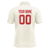 Custom Cream Red Short-Sleeve Polo Shirt