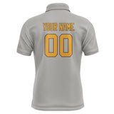 Custom Gray Yellow Short-Sleeve Polo Shirt