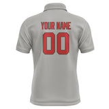 Custom Gray Red Short-Sleeve Polo Shirt