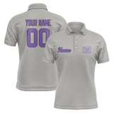 Custom Gray Light Purple Short-Sleeve Polo Shirt