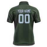Custom Dark Green Light Blue Short-Sleeve Polo Shirt