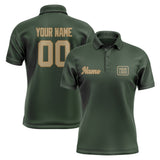 Custom Dark Green Light Khaki Short-Sleeve Polo Shirt