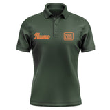 Custom Dark Green Orange Short-Sleeve Polo Shirt