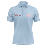Custom Light Blue Light Pink Short-Sleeve Polo Shirt