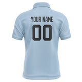 Custom Light Blue Black Short-Sleeve Polo Shirt