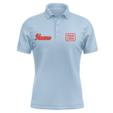 Custom Light Blue Orange Red Short-Sleeve Polo Shirt