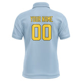 Custom Light Blue Gold Short-Sleeve Polo Shirt