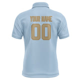 Custom Light Blue Light Khaki Short-Sleeve Polo Shirt