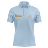 Custom Light Blue Light Khaki Short-Sleeve Polo Shirt