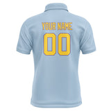 Custom Light Blue Gold Short-Sleeve Polo Shirt