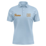 Custom Light Blue Khaki Short-Sleeve Polo Shirt
