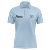 Custom Light Blue Blue Short-Sleeve Polo Shirt
