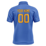 Custom Sky Blue Yellow Short-Sleeve Polo Shirt