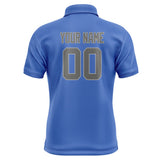 Custom Sky Blue Dark Grey Short-Sleeve Polo Shirt
