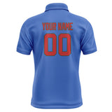 Custom Sky Blue Red Short-Sleeve Polo Shirt