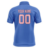 Custom Sky Blue Light Pink Short-Sleeve Polo Shirt