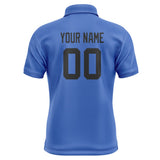 Custom Sky Blue Black Short-Sleeve Polo Shirt
