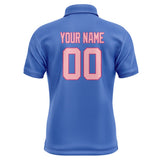 Custom Sky Blue Light Pink Short-Sleeve Polo Shirt