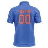 Custom Sky Blue Copper Rose Short-Sleeve Polo Shirt
