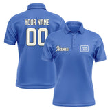 Custom Sky Blue Cream Short-Sleeve Polo Shirt