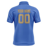 Custom Sky Blue Light Khaki Short-Sleeve Polo Shirt