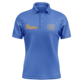 Custom Sky Blue Light Khaki Short-Sleeve Polo Shirt