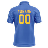 Custom Sky Blue Gold Short-Sleeve Polo Shirt