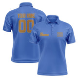 Custom Sky Blue Khaki Short-Sleeve Polo Shirt