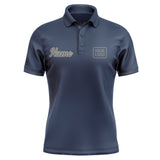 Custom Blue Dark Grey Short-Sleeve Polo Shirt