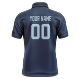 Custom Blue Light Blue Short-Sleeve Polo Shirt