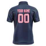 Custom Blue Light Pink Short-Sleeve Polo Shirt